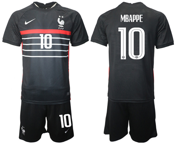 Youth France #10 Mbappe Black 2022 FIFA World Cup Home Soccer Jersey Suit Youth France #10 Mbappe Black 2022 FIFA World Cup Home Soccer Jersey Suit